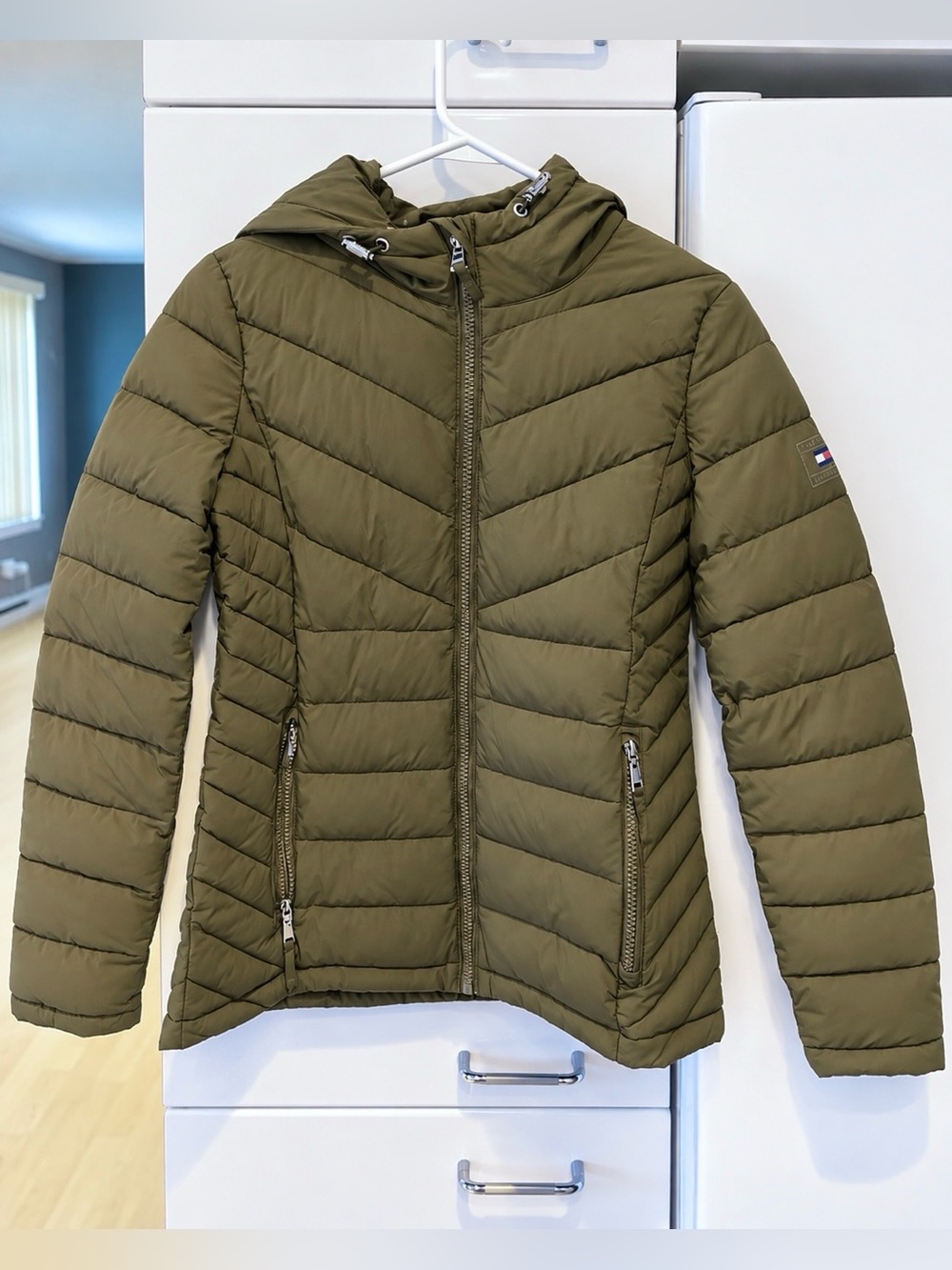 Tommy Hilfiger Olive Hooded Quilted Puffer Jacket